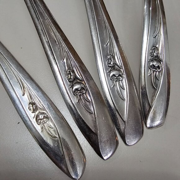 International Silver Tulip Serving Set 4pc floral center design 1950s Vtg minima - Picture 7 of 14